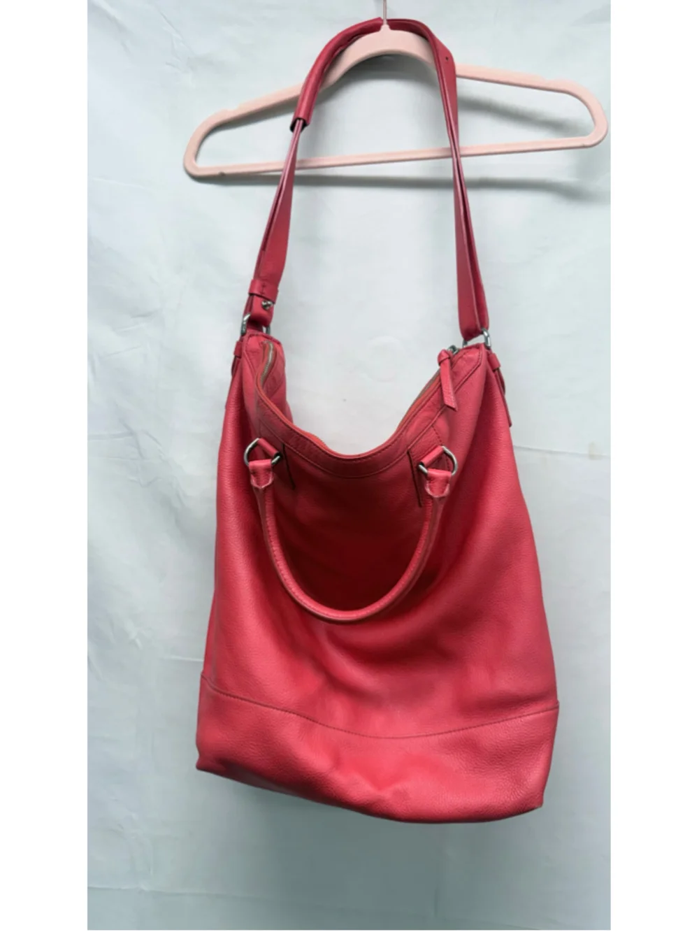 Women's DVF Hobo Bag Red Leather Tassel Handbag